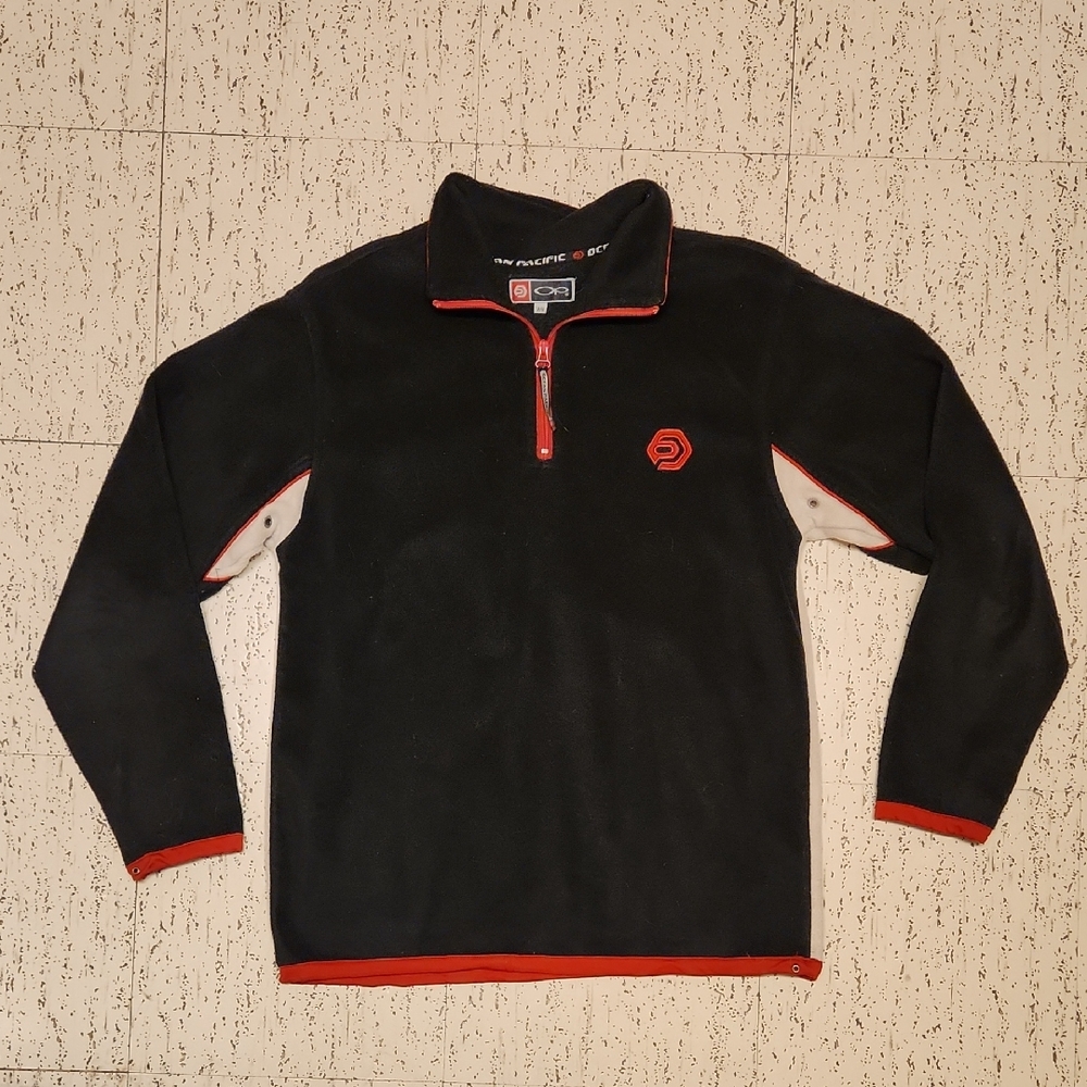 Ocean Pacific Fleece Embroidered 1/4 Zip Spell Out Collared Sweater Vintage 90s